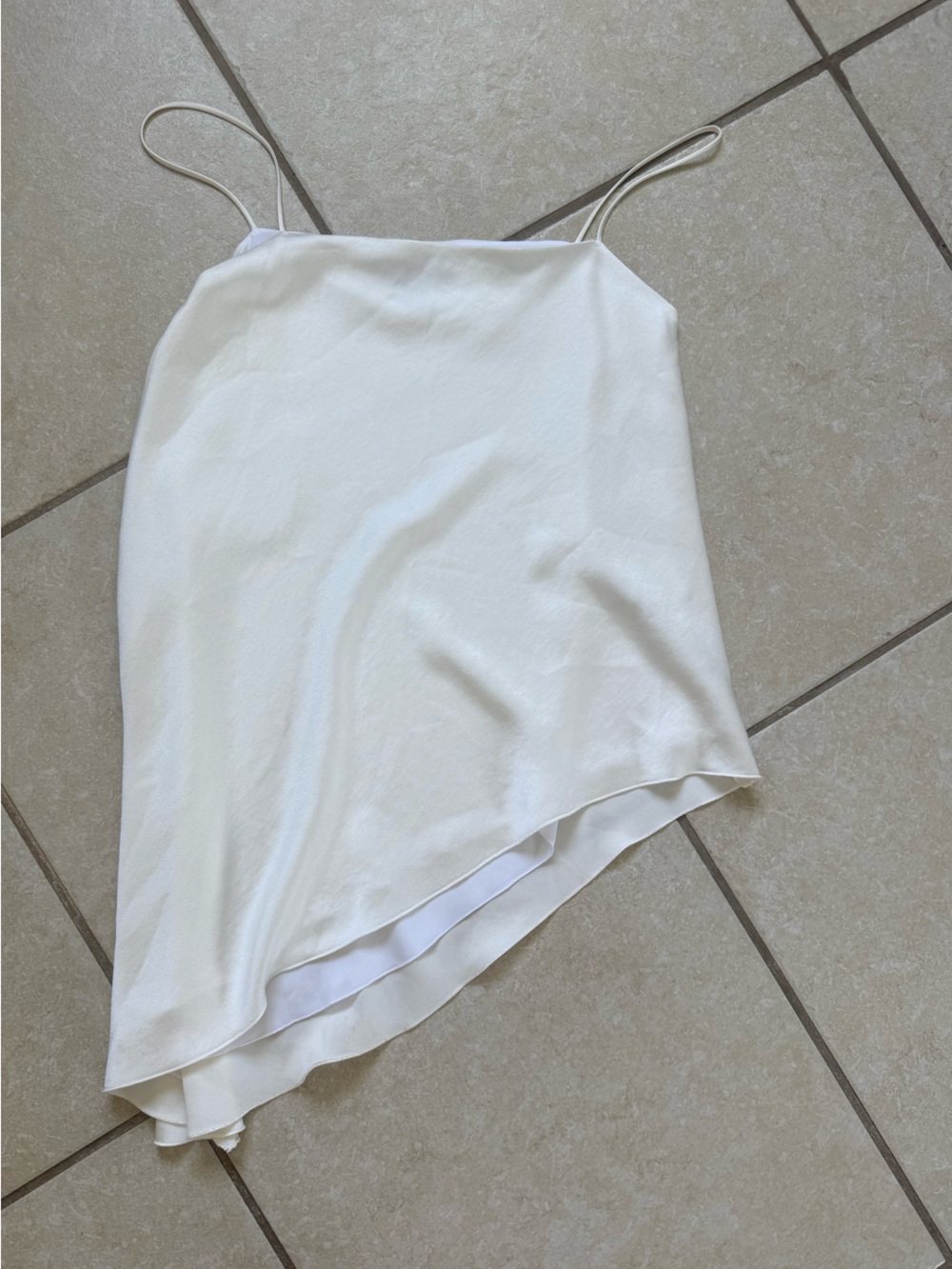 Zara White Asymmetric Slip Cami Top